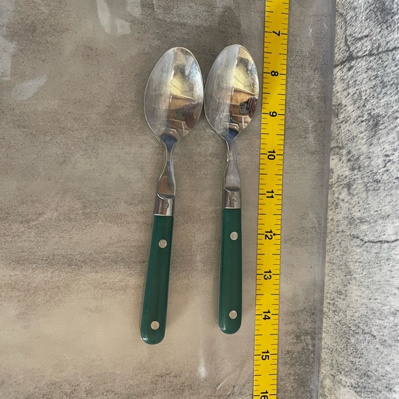 Washington Forge Mardi Gras flatware green handle 2 teaspoons - Picture 2 of 3